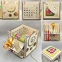 Vista 4 de Atlodas Herramienta de tejer multifuncional, cuenco de hilo de madera, organizador y almacenamiento de hilo, ideal para los amantes de tejer y 1