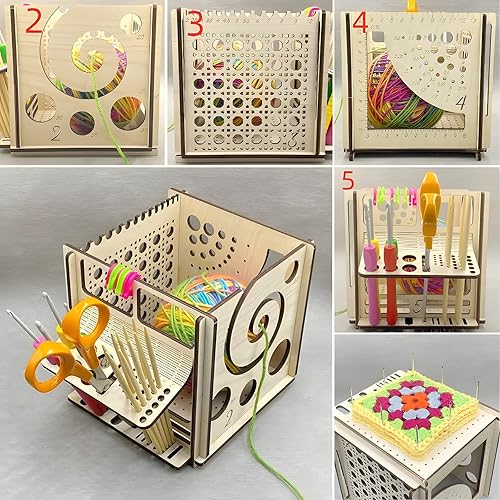 Miniatura 4 de Herramienta de tejer multifuncional, cuenco de hilo de madera todo en uno 2024, cuenco de hilo de madera para tejer, cuenco de hilo para tejer,