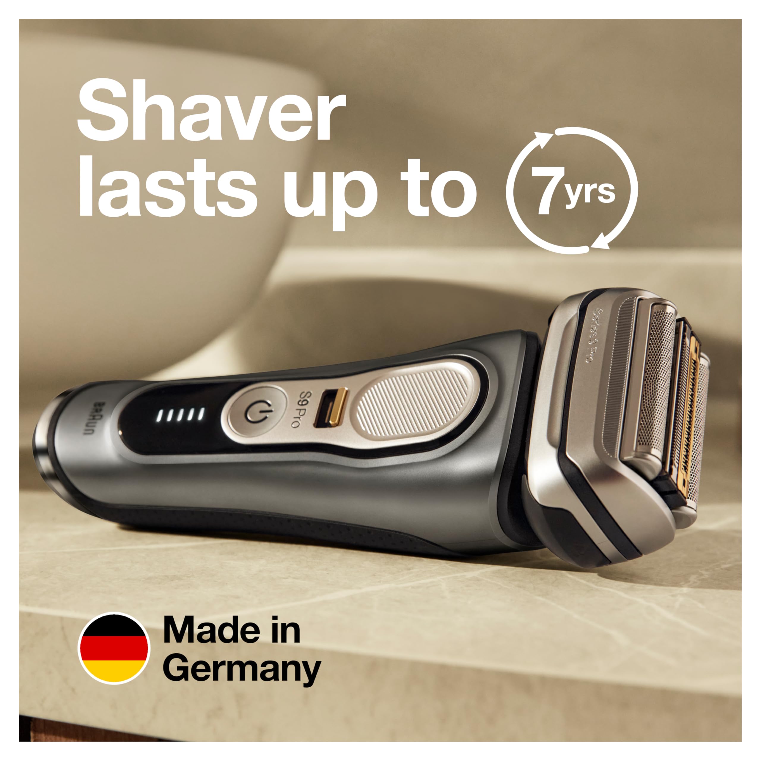 Braun Electric Razor for Men, Series 9 Pro 9465cc Wet & Dry Electric Foil Shaver with ProLift Beard Trimmer, Cleaning & Charging SmartCare Center, Head Shavers for Bald Men, Noble Metal