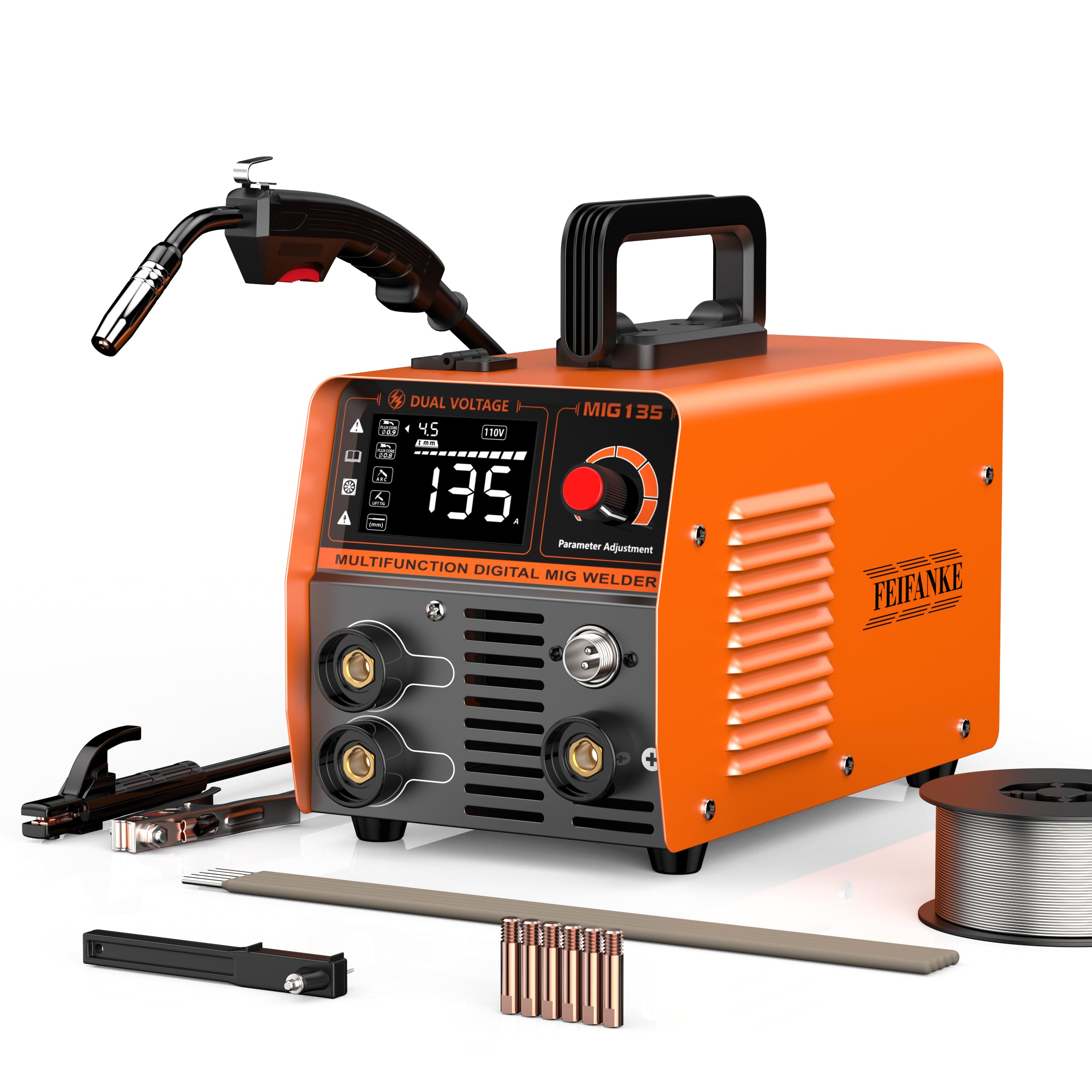 Amazon | FEIFANKE 半自動溶接機 最大出力135A 溶接機100V MIG-135  