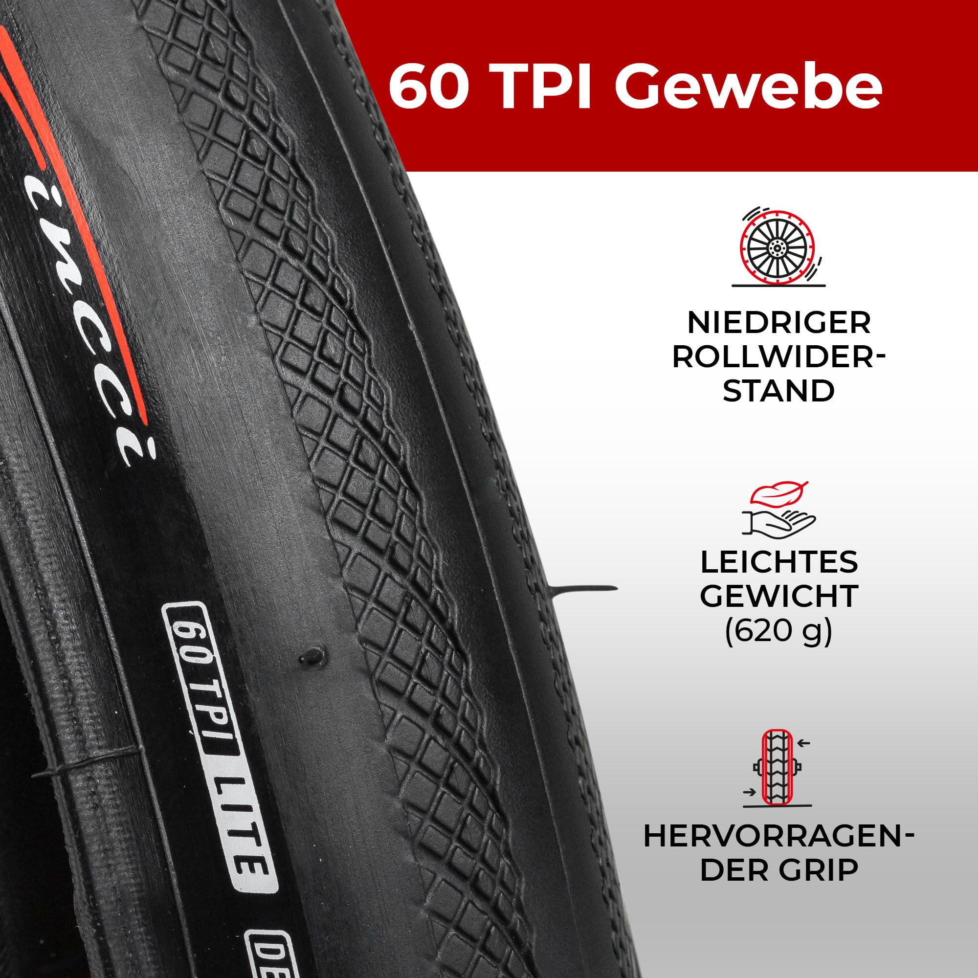Fincci Fahrradreifen 28 Zoll Set 28-622 700x28c Faltbar Kevlar Mantel 2er