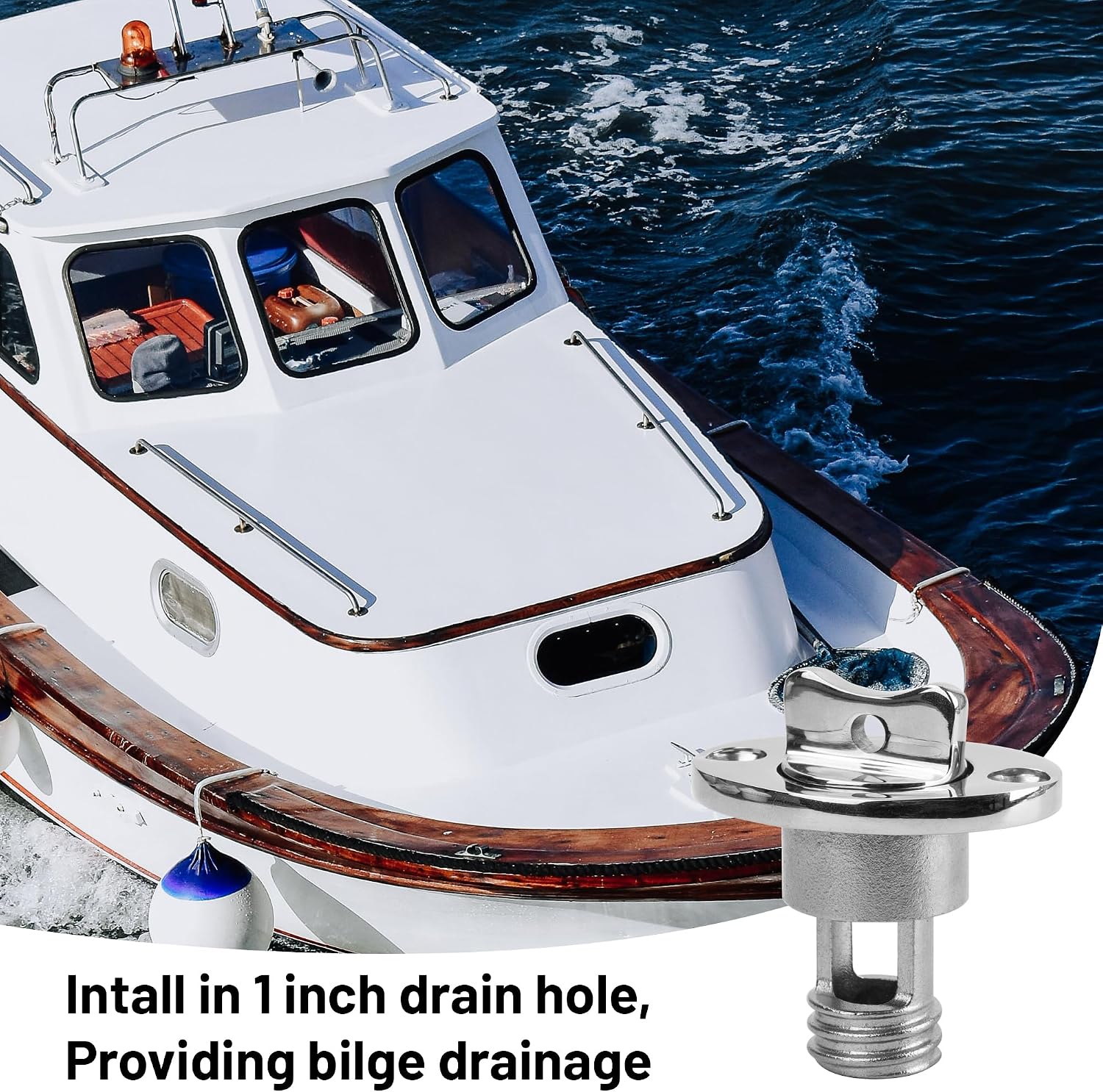 Five Oceans 1-Inch Marine Nylon Bilge Drain Plug For Boats - Screw Type, Captive Design With O-Ring Seal (Fits 1" Hole) - View #5