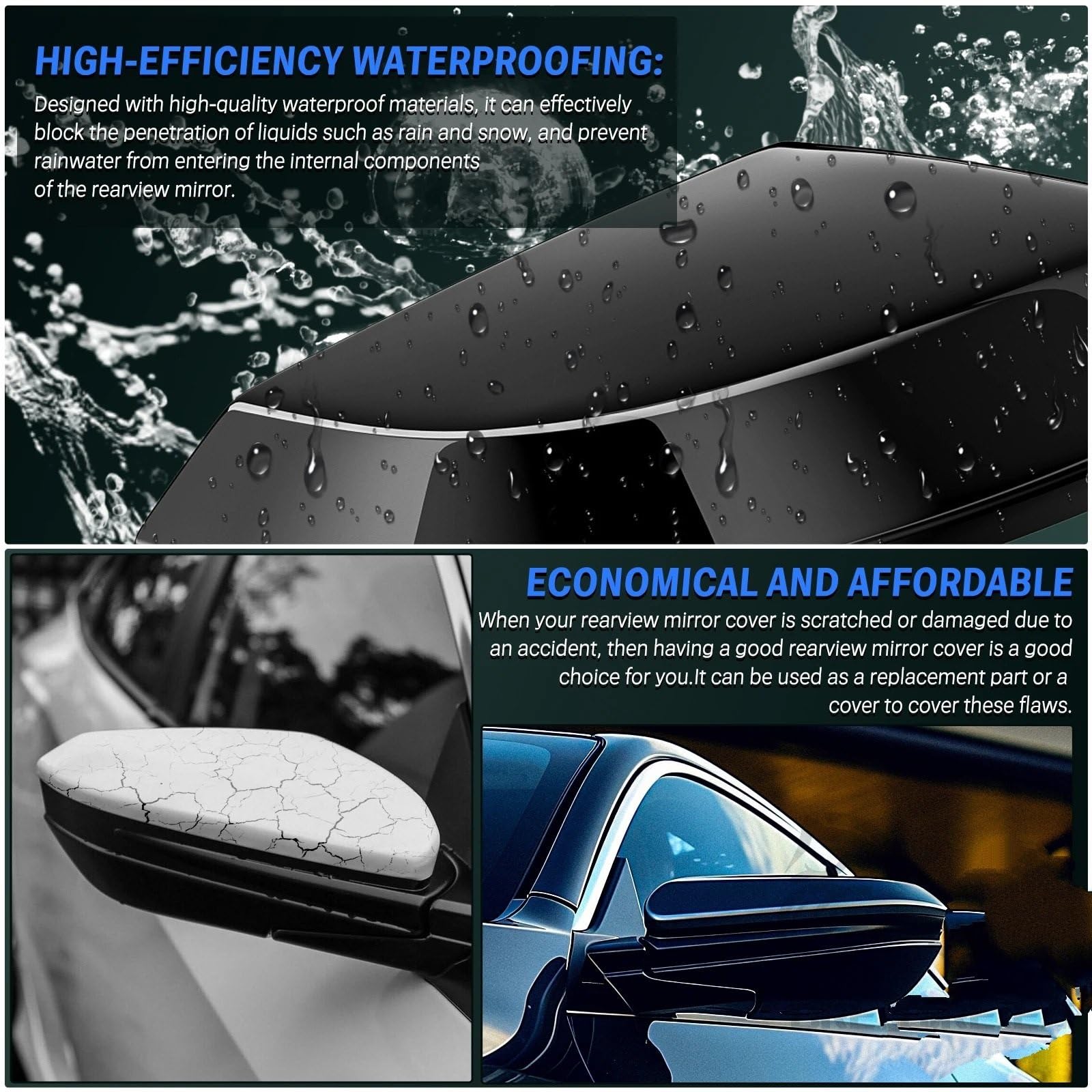 zamiennik do lusterka bocznego Pasuje do Honda Accord 10 2016-2021, czarna osłona lusterka bocznego, część zamienna do samochodu.