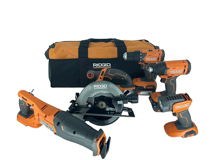 RIDGID 18V Lithium-Ion Cordless 5-Tool Kit