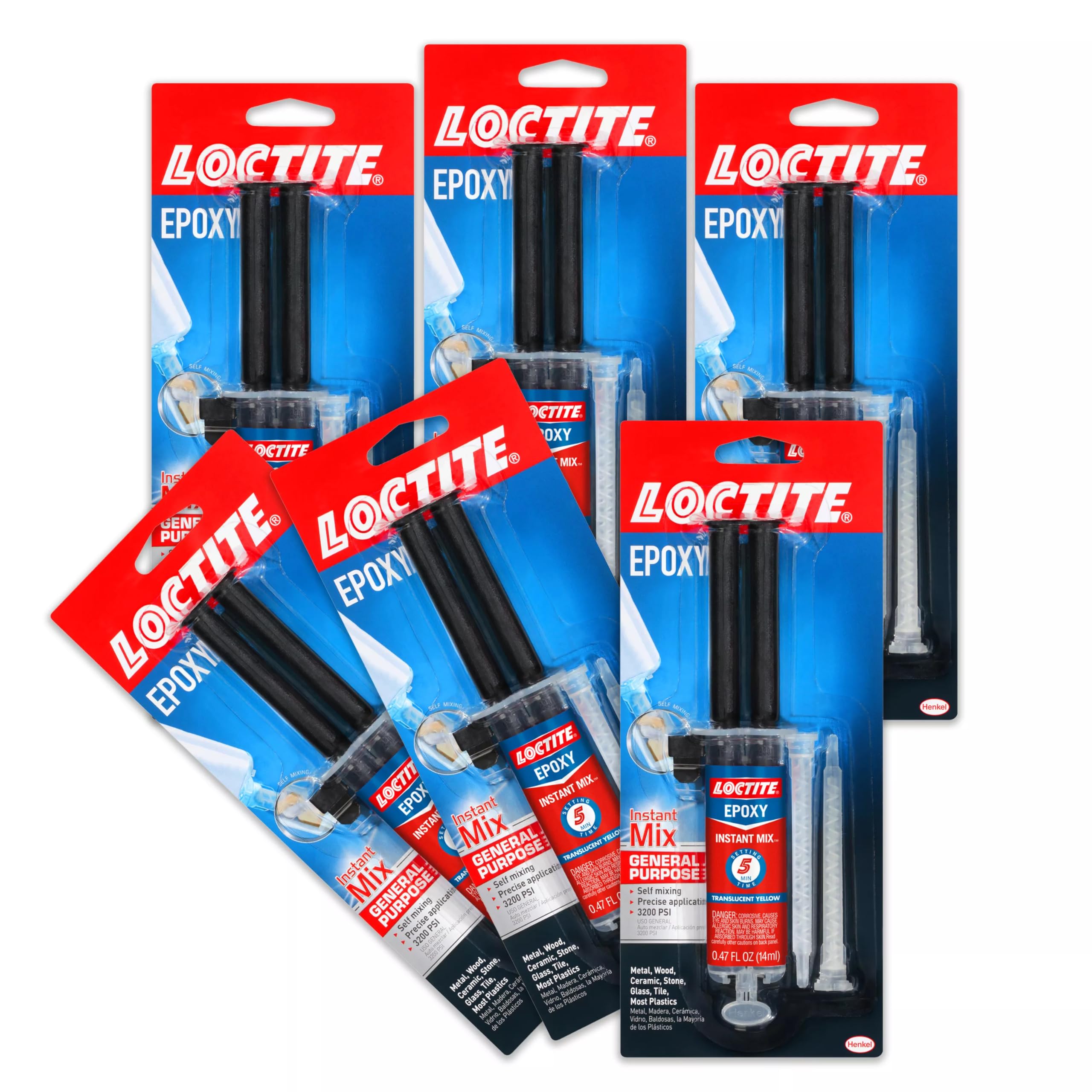Loctite Epoxy Instant Mix 5 Minutes, 0.47 fl oz, Instant Mix Syringe (Pack of 6)