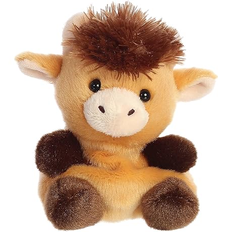 Adorable Palm Pals Hubert Highland Cow Stuffed Animal for Pocket-Sized Play