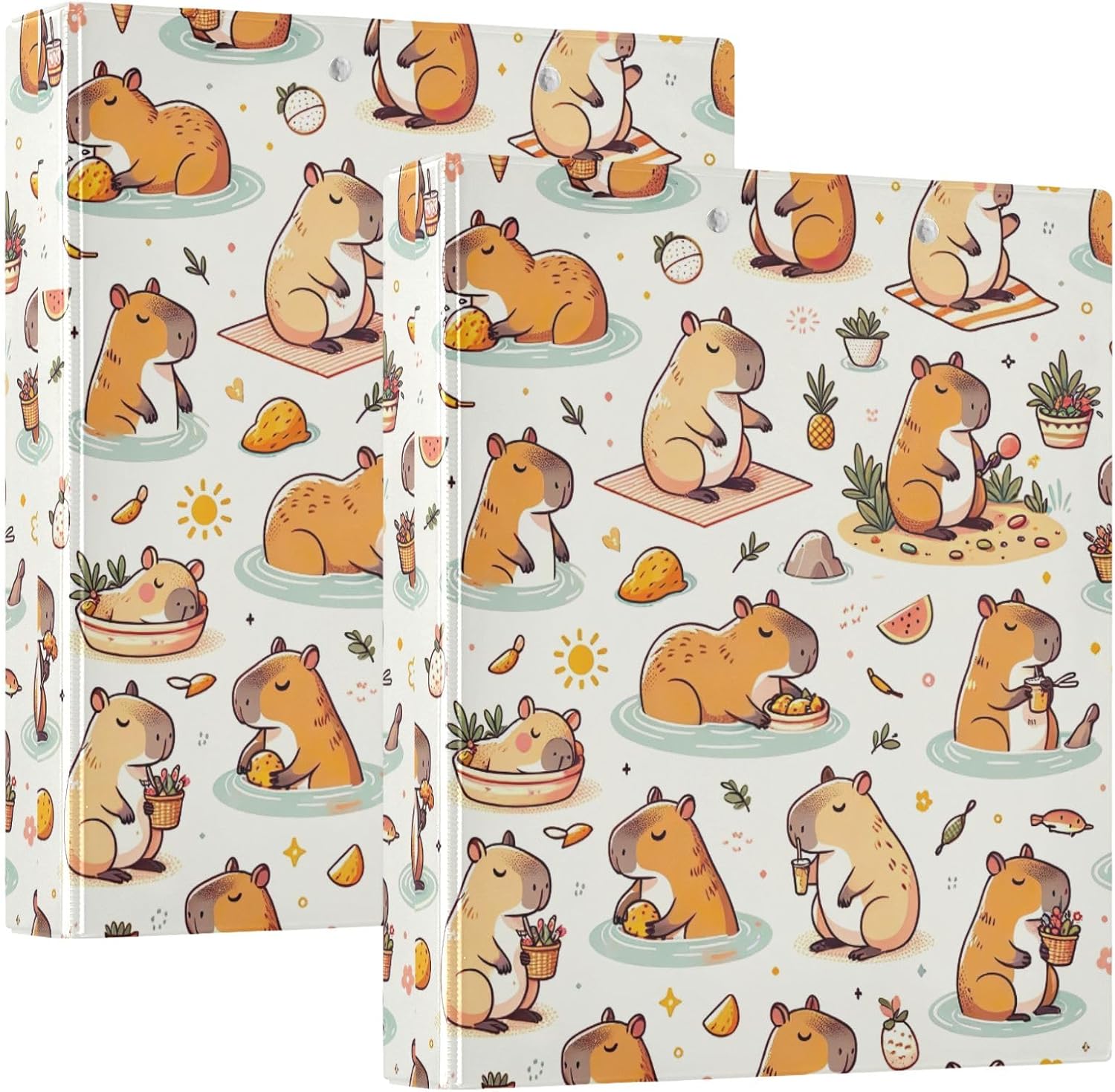 Funny Capybaras 3ring Binder, 1 1/2 Inch Binders 3 Ring with Pockets for A4 Sheet Size