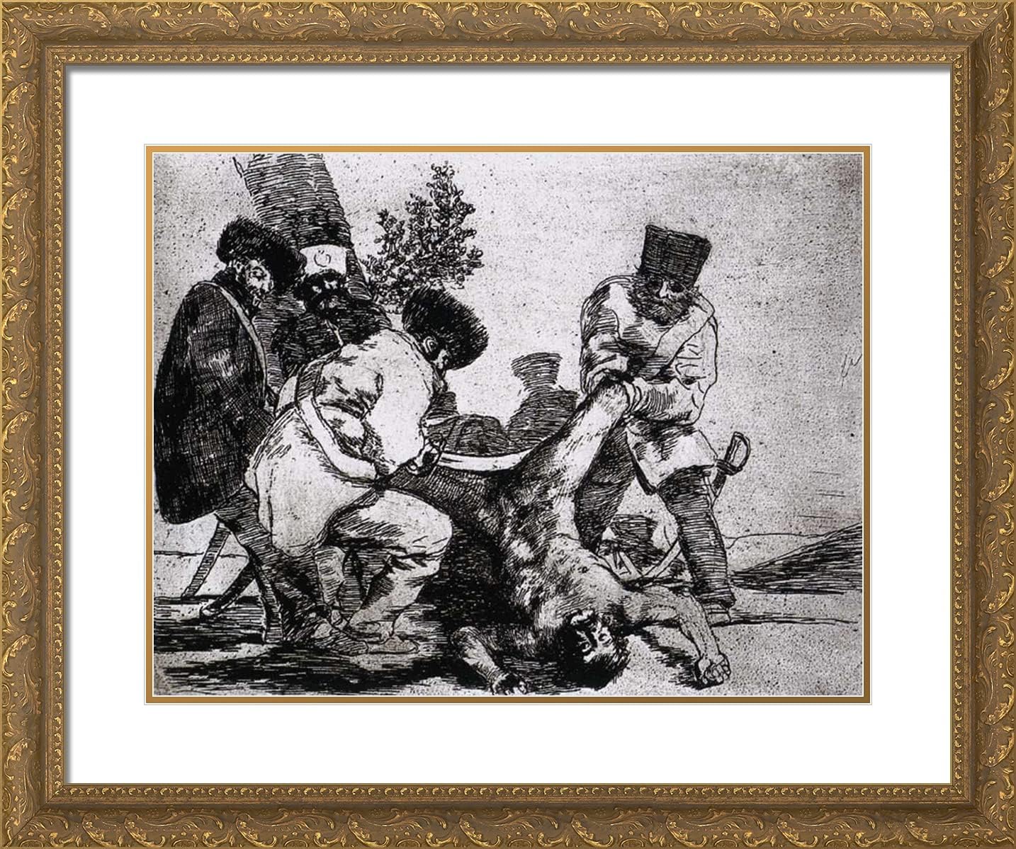 ArtDirect Goya, Francisco 24x20 Gold Ornate Framed Art Print with Double Matting Titled: What More Can One Do