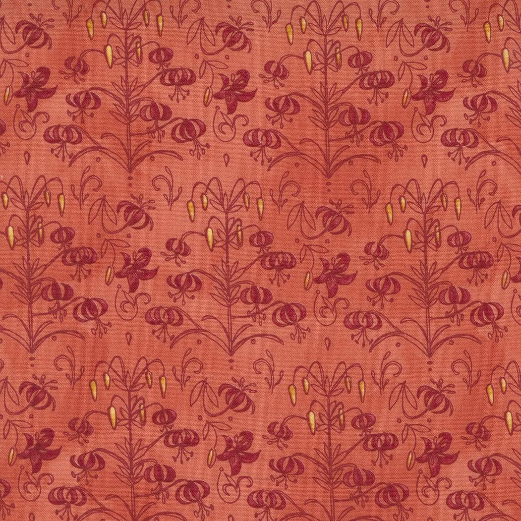 Robin Pickens Carolina Lilies Quilt Fabric Little Drawings Style 48703/13 Coral Yard