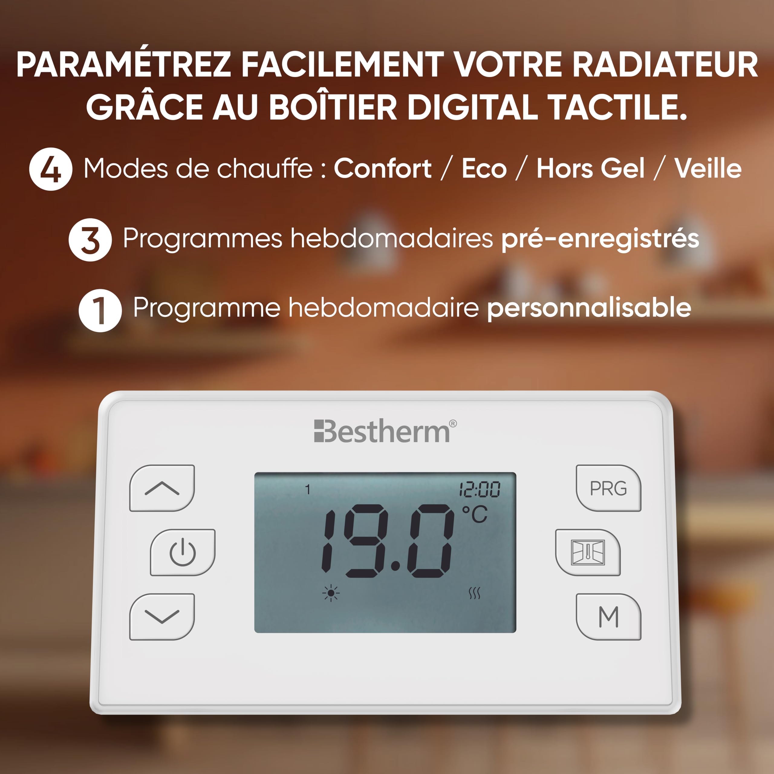 BESTHERM - Radiateur électrique fixe à inertie sèche céramique 1000W Bestherm ATLAS horizontal blanc
