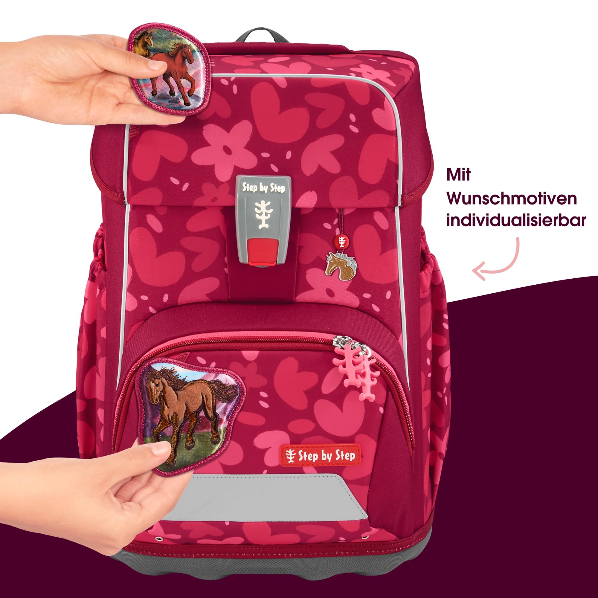 Step by Step Giant - Juego de mochila escolar (5 piezas, color verde, ergonómico, con reflectores, altura regulable con cinturón de cadera y pecho, 23 L), color verde