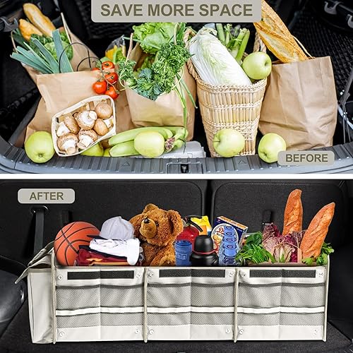 Miniatura 10 de Organizador de maletero de automóvil con bolsa térmica aislada a prueba de fugas, 4 en 1, organizador de almacenamiento portátil impermeable con