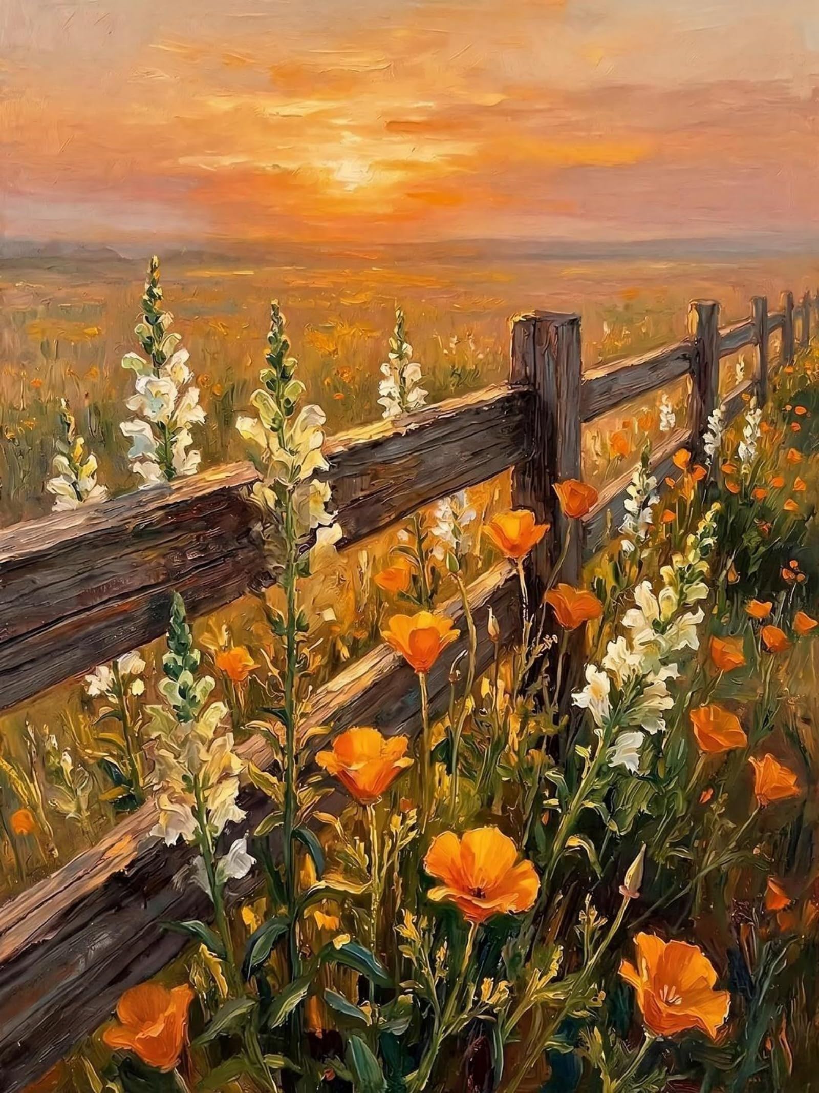 HKLIOPU Painting by Number Kits for Adult,Sunset Wildflower Meadow 14x20in
