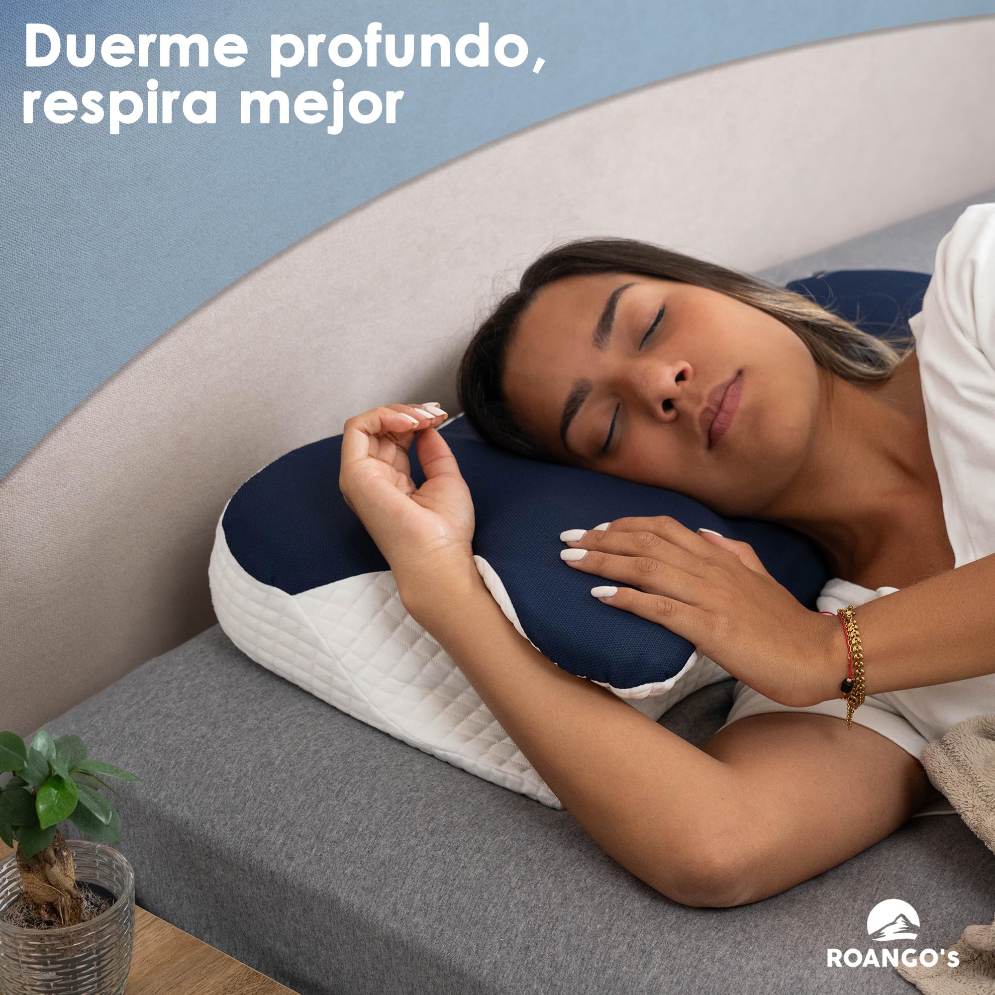 Almohada Cervicales y Cuello, Almohada de Espuma Viscoelastica, Almohada Cervical, Almohada Ergonomica, Almohada Ortopedica, Almohada Antironquidos para Dormir de Lado, Boca Arriba y Boca Abajo