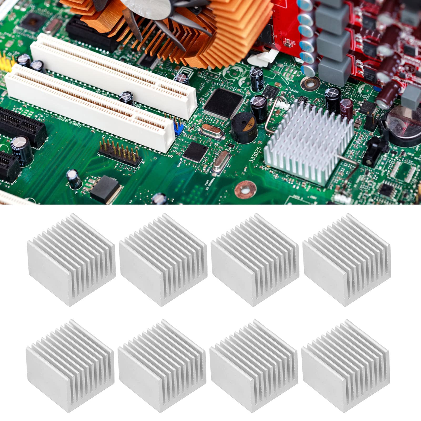 Tyenaza Disipador De Calor De Aluminio De 8 Piezas, Disipadores De Calor De 40 X 40 X 30 Mm Aletas De Enfriamiento del Radiador para Placa De Circuito Y Dispositivos Semiconductores(Without Adhesive)