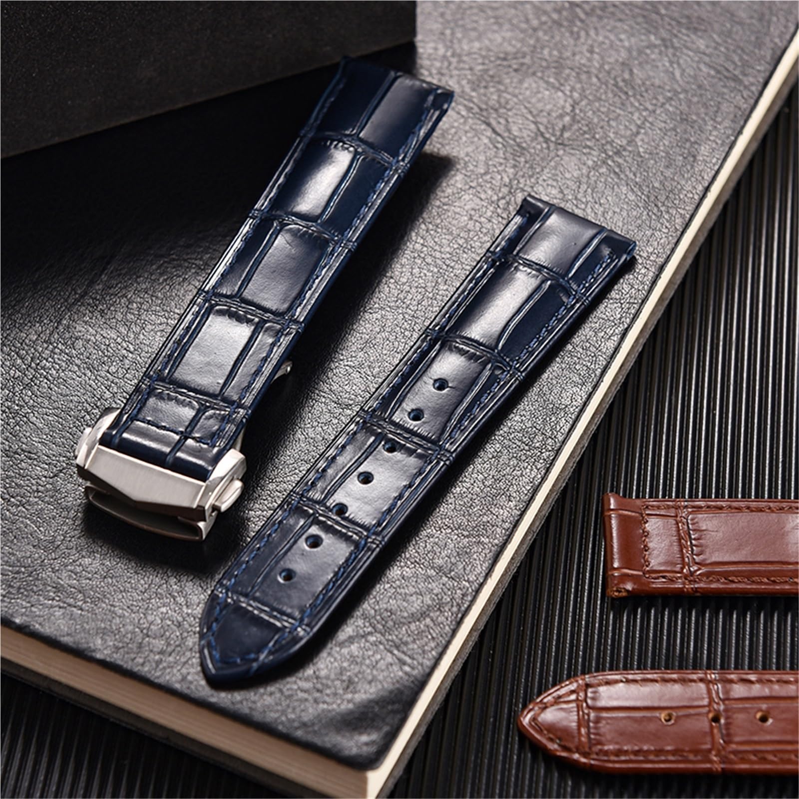 Generico Bracelet de montre à boucle déployante - Cuir de veau premium pour collections de montres emblématiques