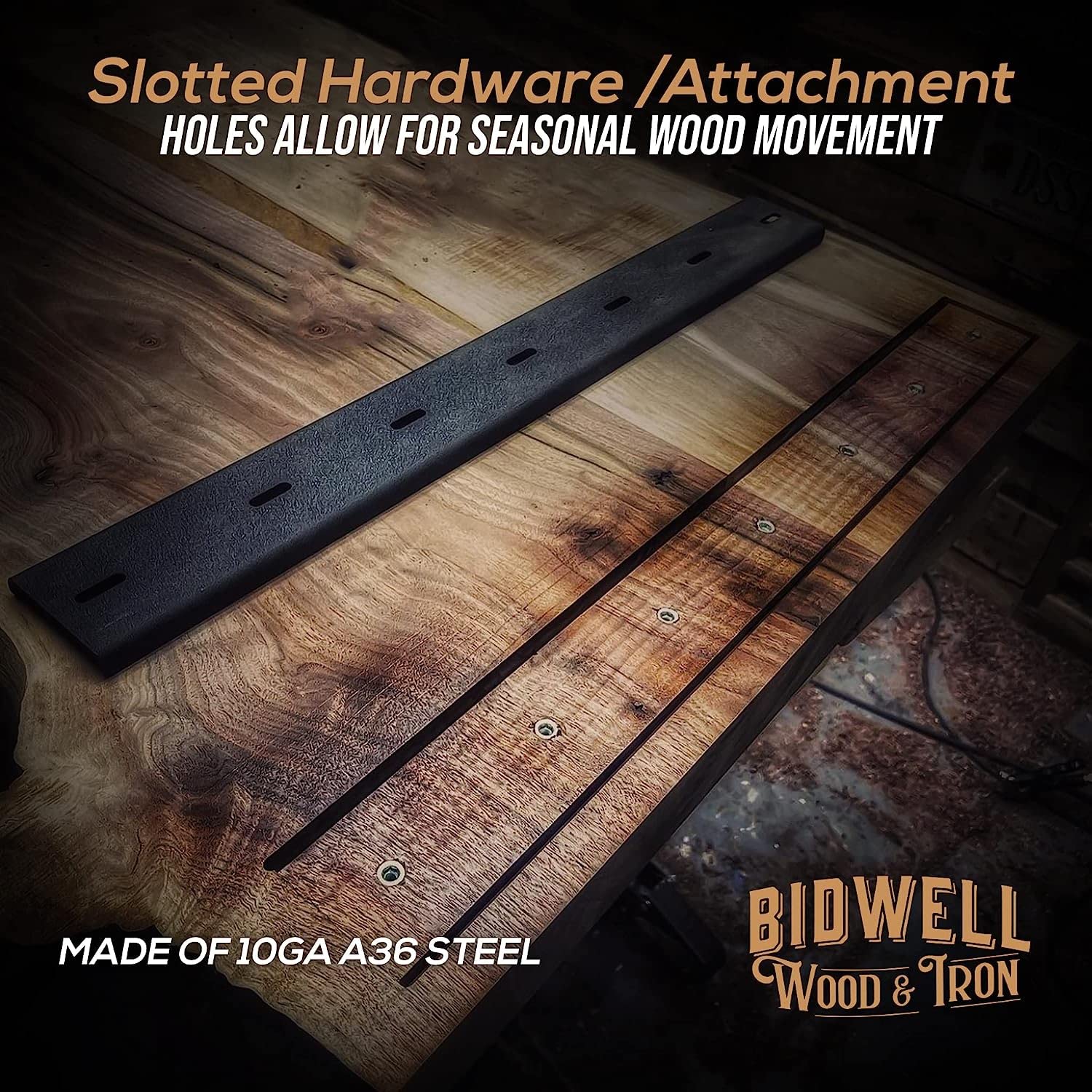 C Channel 22â€? x 1/2â€? Leg - Made in The USA by Bidwell Wood & Iron - Durable Hidden Support Metal Bracket for Wood for Live Edge & Glued Wood Tables, Black Powder Coated Finish - Single Pack