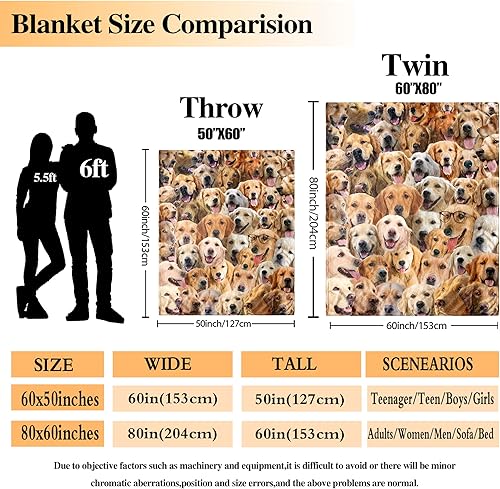 Miniatura 4 de Manta de perro Golden Retriever, regalos para los amantes de los perros, mantas de franela para perro, mamá y papá, mantas suaves para decoración