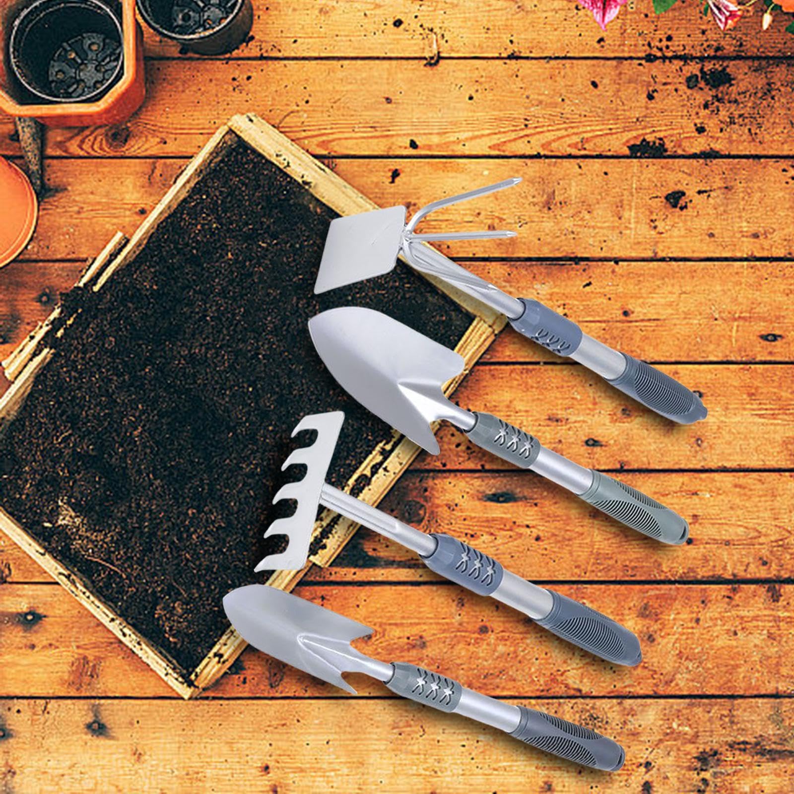Attrezzi da giardinaggio Attrezzi da giardino Manico ergonomico Cazzuola da giardinaggio leggera Attrezzi manuali for piantare diserbo Scavare prato, 3 pezzi/784/1033 (Color : 4pcs)