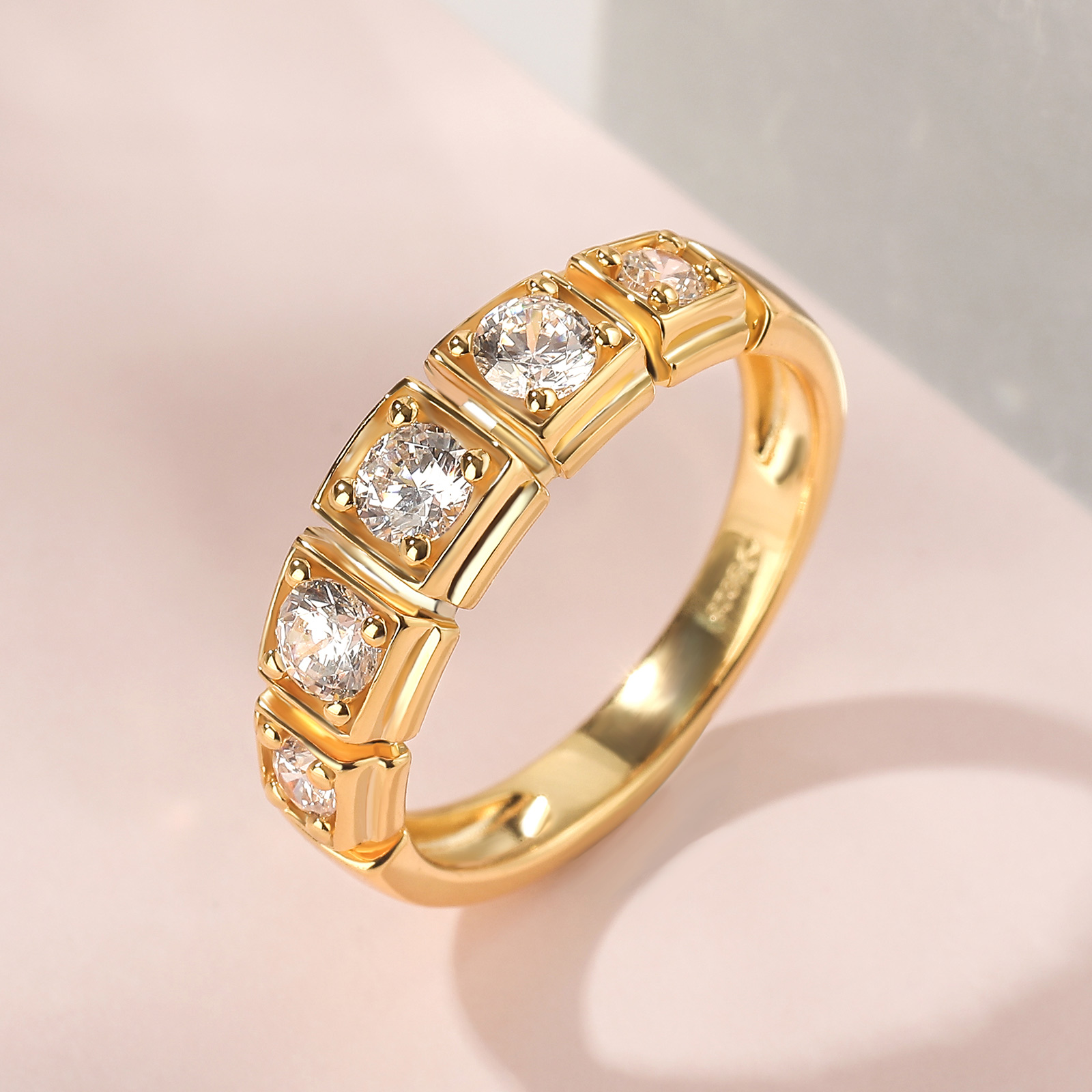Anello Fede Nuziale Jeulia In Argento 925 E Oro Rosa | Zircone Taglio Principessa | Regalo Matrimonio E Fidanzamento