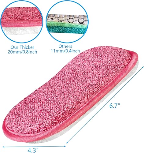 Miniatura 3 de Paquete de 10 esponjas de cocina antiarañazos multiusos con paños de cocina de fibra de bambú esponja junto con poder de fregado resistente limpieza
