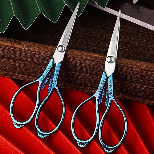 Miniatura 10 de Tijeras de bordado de costura de 3.6 pulgadas, tijeras afiladas de acero inoxidable rectas y afiladas con cubierta de cuero, herramientas de