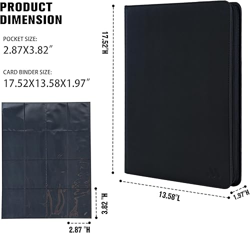 Miniatura 5 de Carpeta de tarjetas premium de más de 1000 bolsillos, carpeta de tarjetas coleccionables de 16 bolsillos, sin anillo, carpeta de álbum de tarjetas