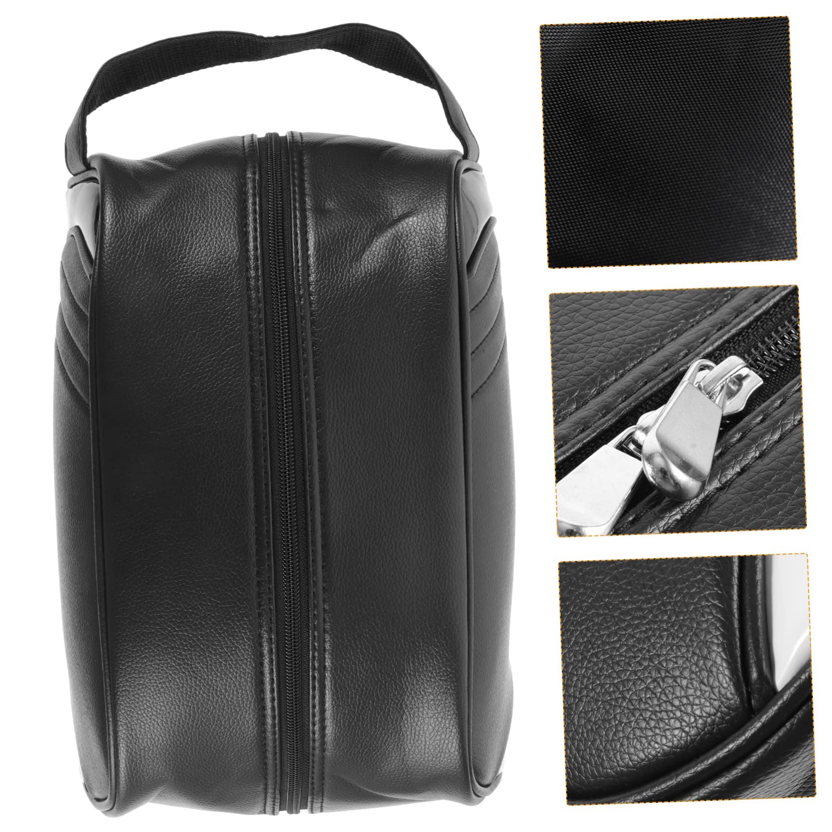 Bolsa para Zapatos de Golf Portátil, Negra, de Cuero