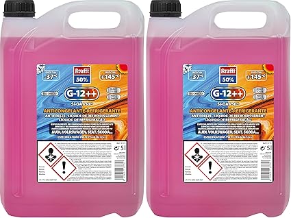 krafft Anticongelante Coche Rosa G12++, Líquido Refrigerante con Tecnología Híbrida - 5 L (Paquete de 2)