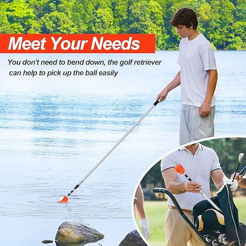 Vista 10 de ToVii Golf Ball Retriever - Telescopic Aluminum Alloy Pole and Firm Nylon Cup Grabber