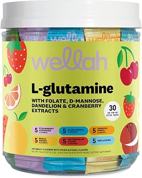 Wellah L-Glutamine for Women Variety Pack 30 Stick Packs, 6 Flavors