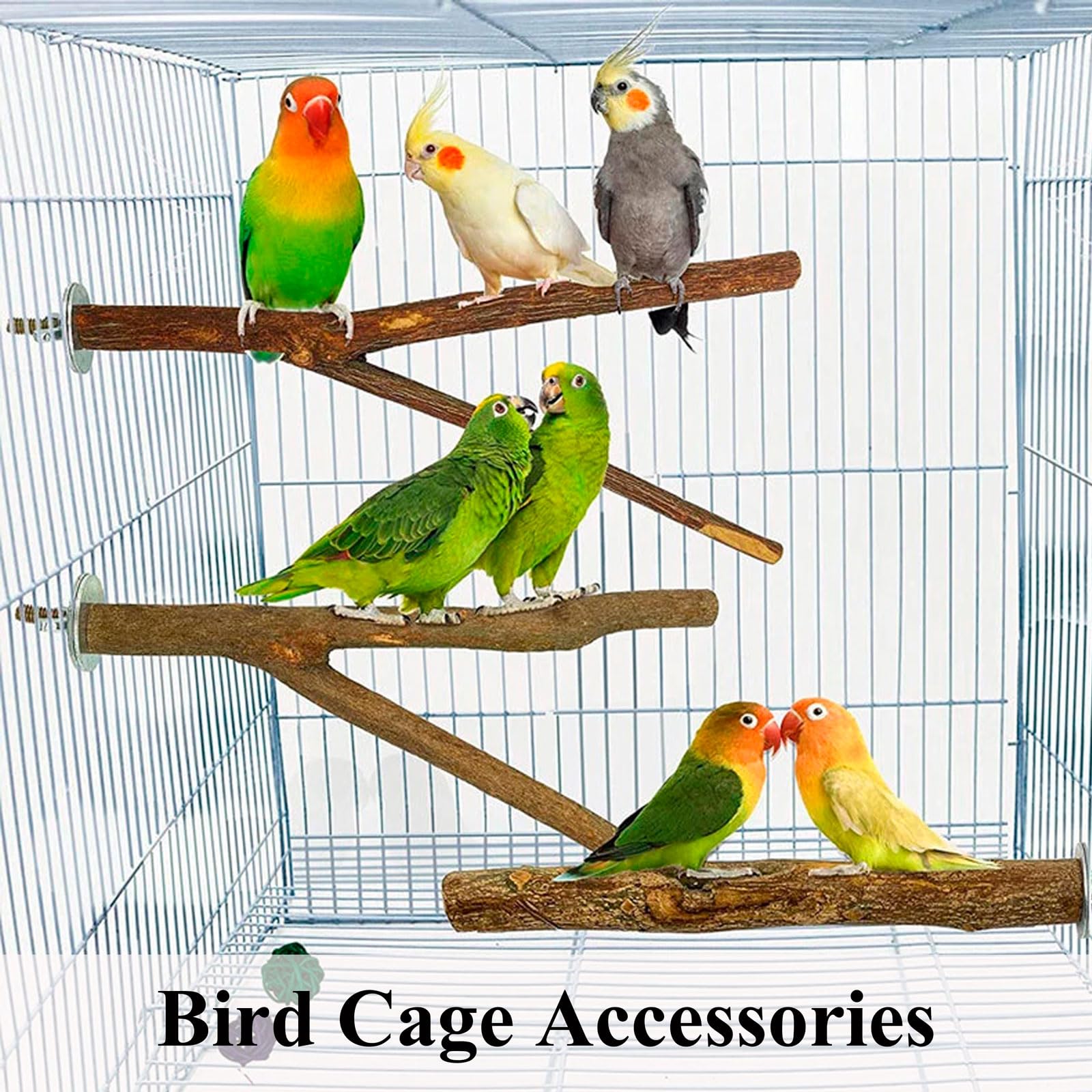 Hoekzitplank, set van 2 zitplanken 10 x 20 cm met natuurlijke houten rand voor vogels zoals valkparkieten, parkieten, kanaries etc., beste kooi-accessoires, vogelzitplank, zitplank incl