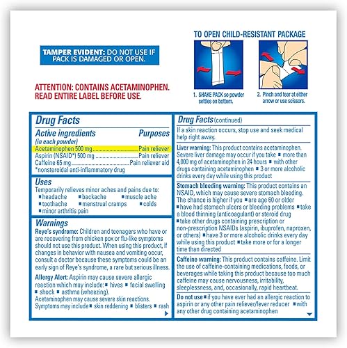 Miniatura 9 de BC MAX Strength - Polvo rápido para aliviar el dolor, sabor a limonada aspirina 500 mg y acetaminofeno 500 mg disolver paquetes, 16 unidades