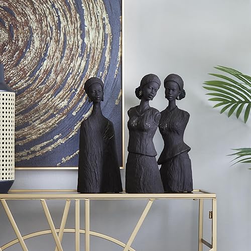 Miniatura 5 de Deco 79 Polystone - Escultura decorativa africana para mujer, juego de 3 figuras decorativas de 13 pulgadas, 13 pulgadas, 13 pulgadas, 13 pulgadas