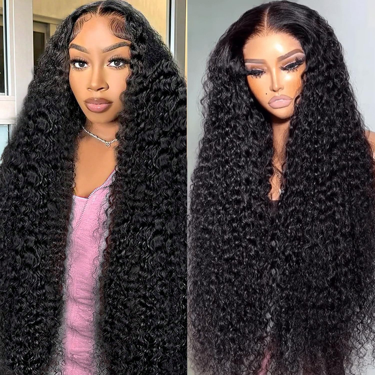 NANTLIY 30Inch Deep Wave Lace Front Wigs Human Hair 13x6 Lace Front Wigs Human Hair Pre Plucked 200% Density for Women Deep Curly Glueless Wigs Human Hair Pre Plucked with Baby Hair