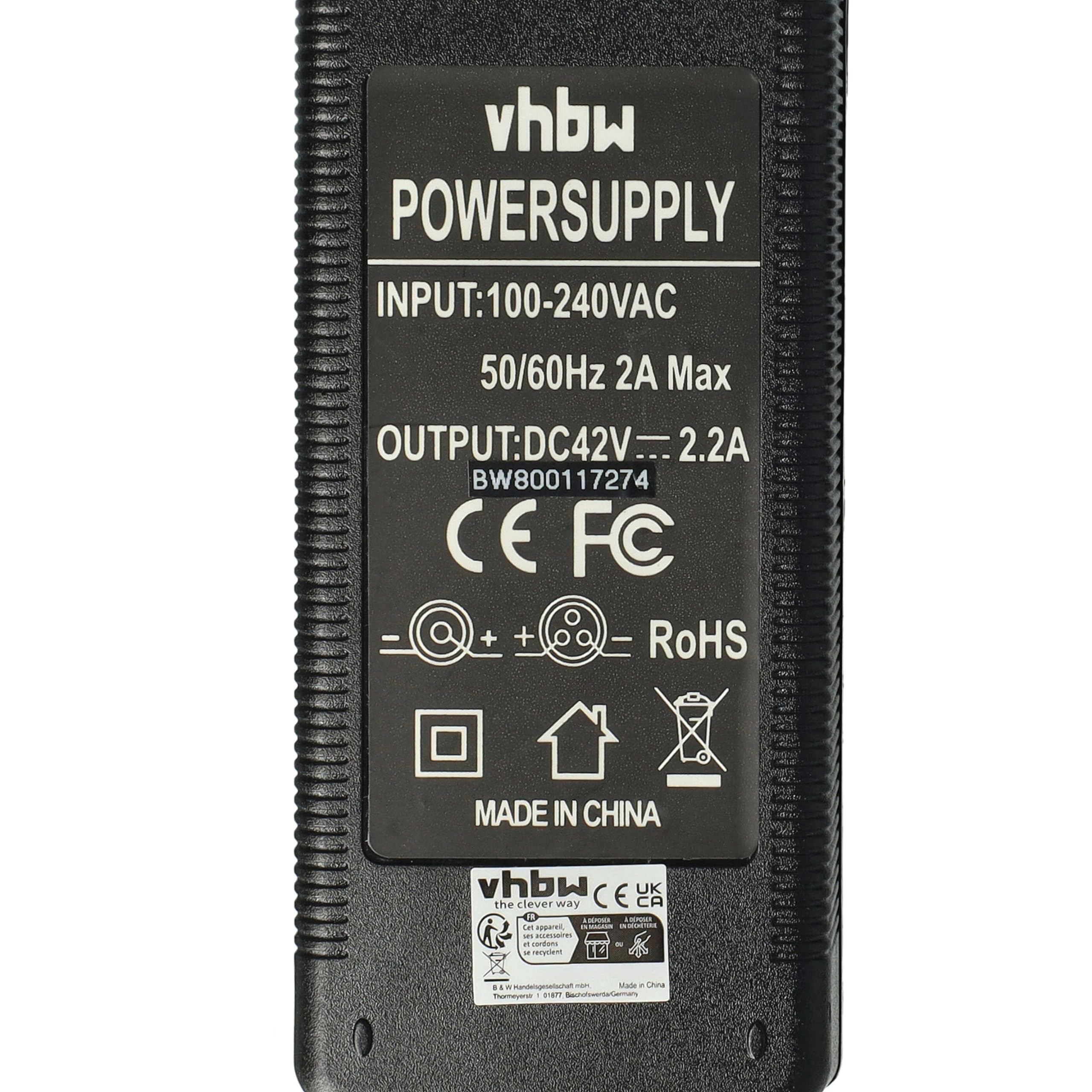 vhbw Chargeur vélos électriques - pour Batteries Li-ION de 36V 100W
