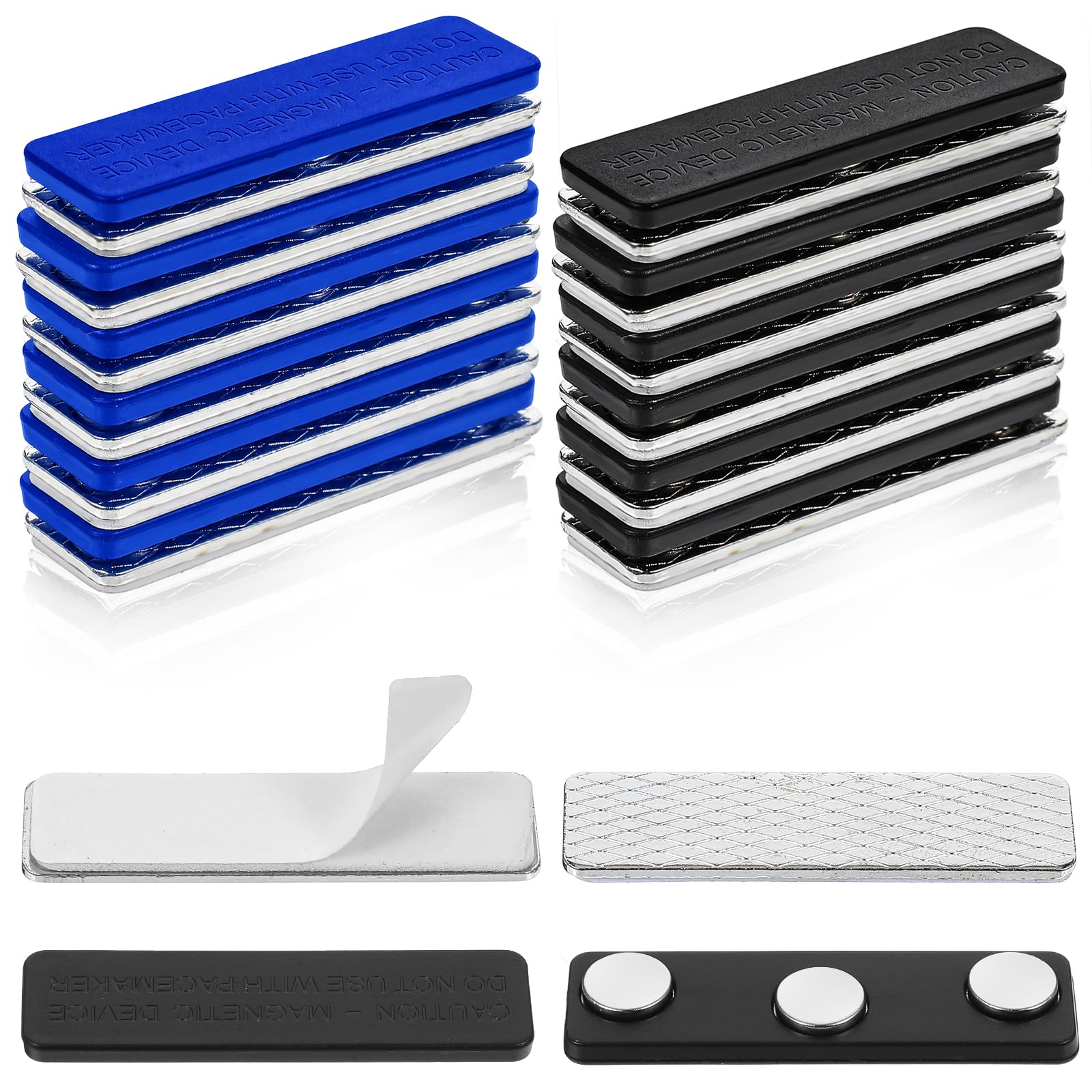 YUXIANLB 12 Pack Magnetic Name Badge Holders (Style 1, Black+Blue, 4.5cm) — image 1