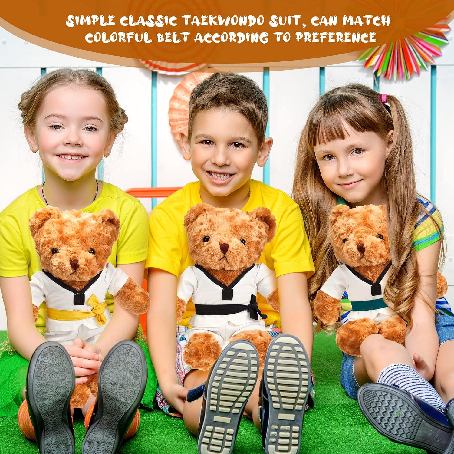 Civaner Taekwondo Uniform Outfit Bear Clothes with Belts, Bear Not Included, Fit 12-16 in, Clothes for Taekwondo Uniform Stuffed Animal Clothing for Birthday Gift Party(White)