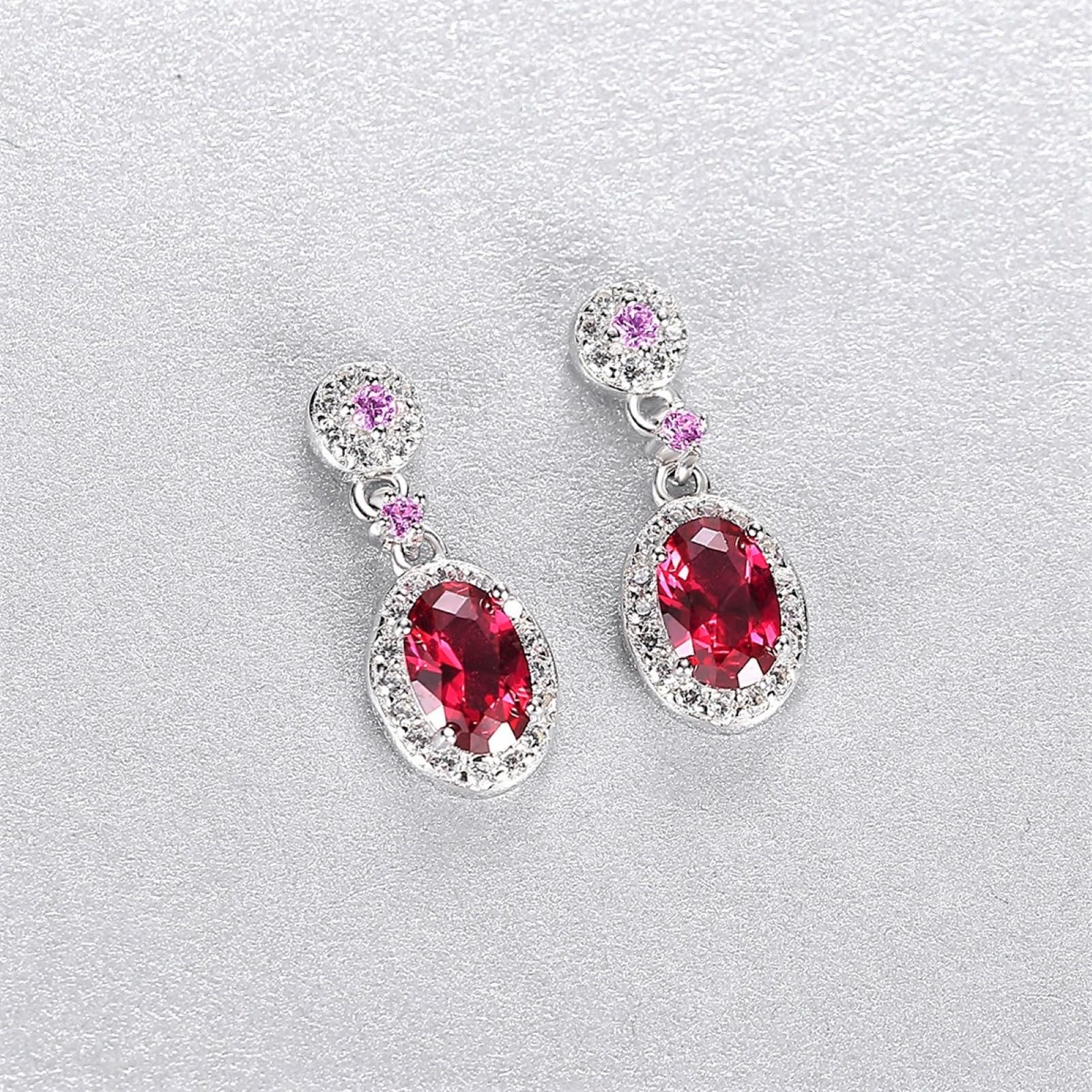 Orecchini pendenti da donna orecchini spinello rosso e zirconi cubici in argento sterling 925 gemma sintetica per donne ragazze
