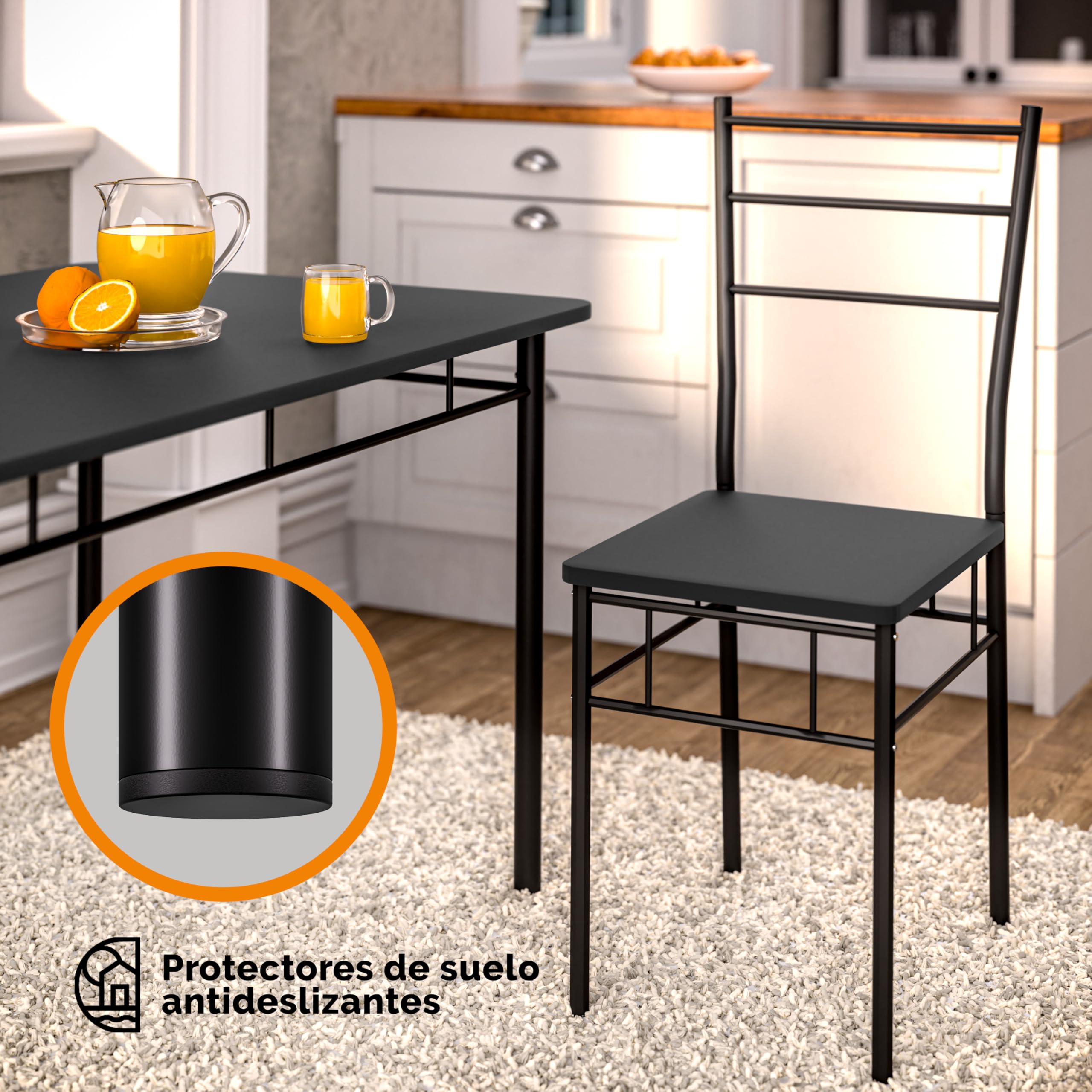 CASARIA® Juego de Mesa y Sillas Comedor Completo, Set de Muebles de Cocina, 110x70cm, Conjunto para 4 Personas, Salon, Moderno, Madera 5 Pzs., Rectangular, Ahorra Espacio Compacto, Capacidad 125KG