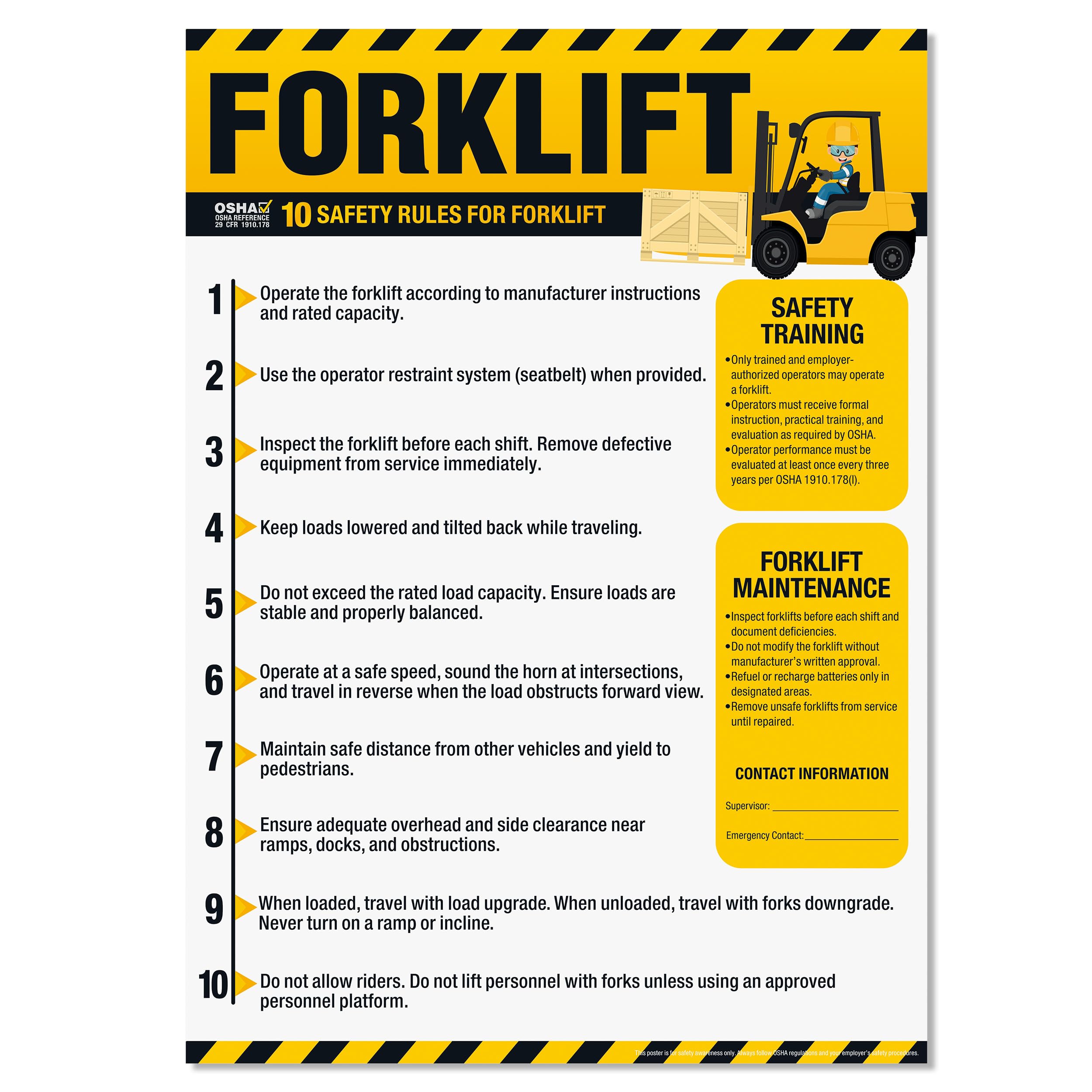 Construction Safety Rules Poster, 18"x24" OSHA Compliant Construction Safe Rules Checklist Guidelines Sign, Safety Awareness Poster for Workplace, Waterproof, Tear-resistant — Amazon image 9