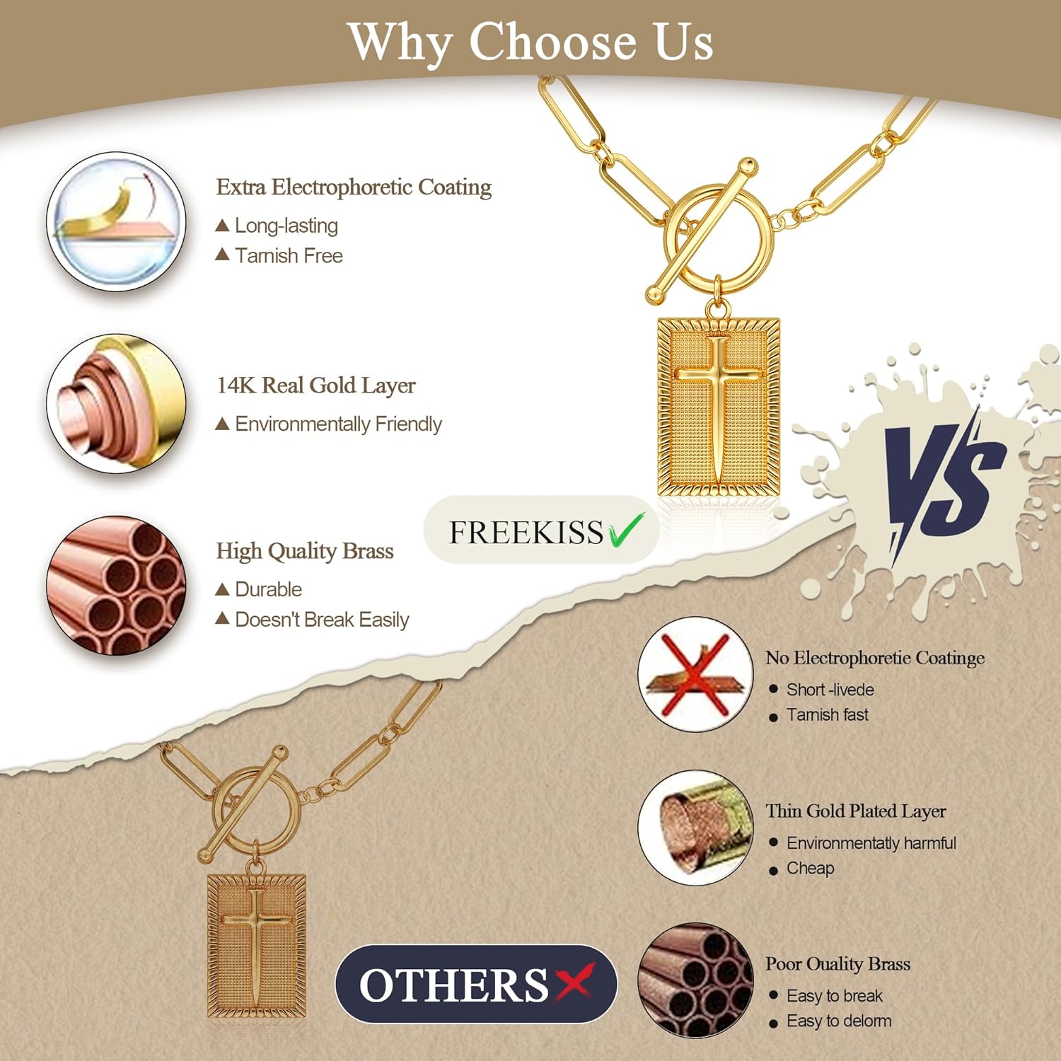 Freekiss Layered Necklaces for Women: 14K Gold/Sterling Silver Plated Chunky Necklace Paperclip Cuban Rope Adjustable Choker T-Bar Toggle Clasp Chunky Necklace for Women Trendy Jewelry Gifts - Image 5