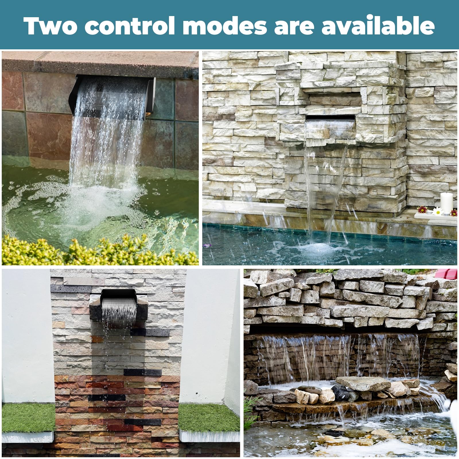 Kit per laghetto a cascata da 20 cm, con pompa da 45 W 3000 l/h e luce LED, per giardino, patio, terrazza, parete d'acqua, laghetto Koi
