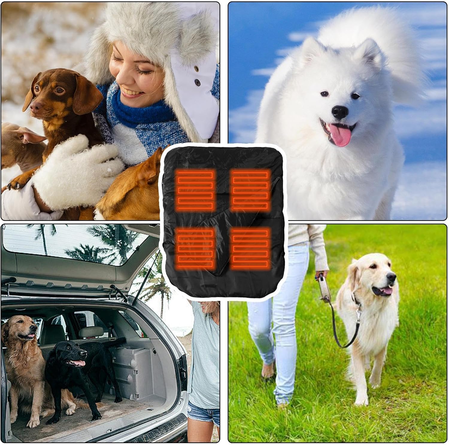 Warm Pet Bed Cave,Electric Puppy Sleeping Bag Packable Dog Heated Mat | Outdoor Travel Sleeping Bag Dog Blanket with Zipper | for Picnic Backpacking Hiking