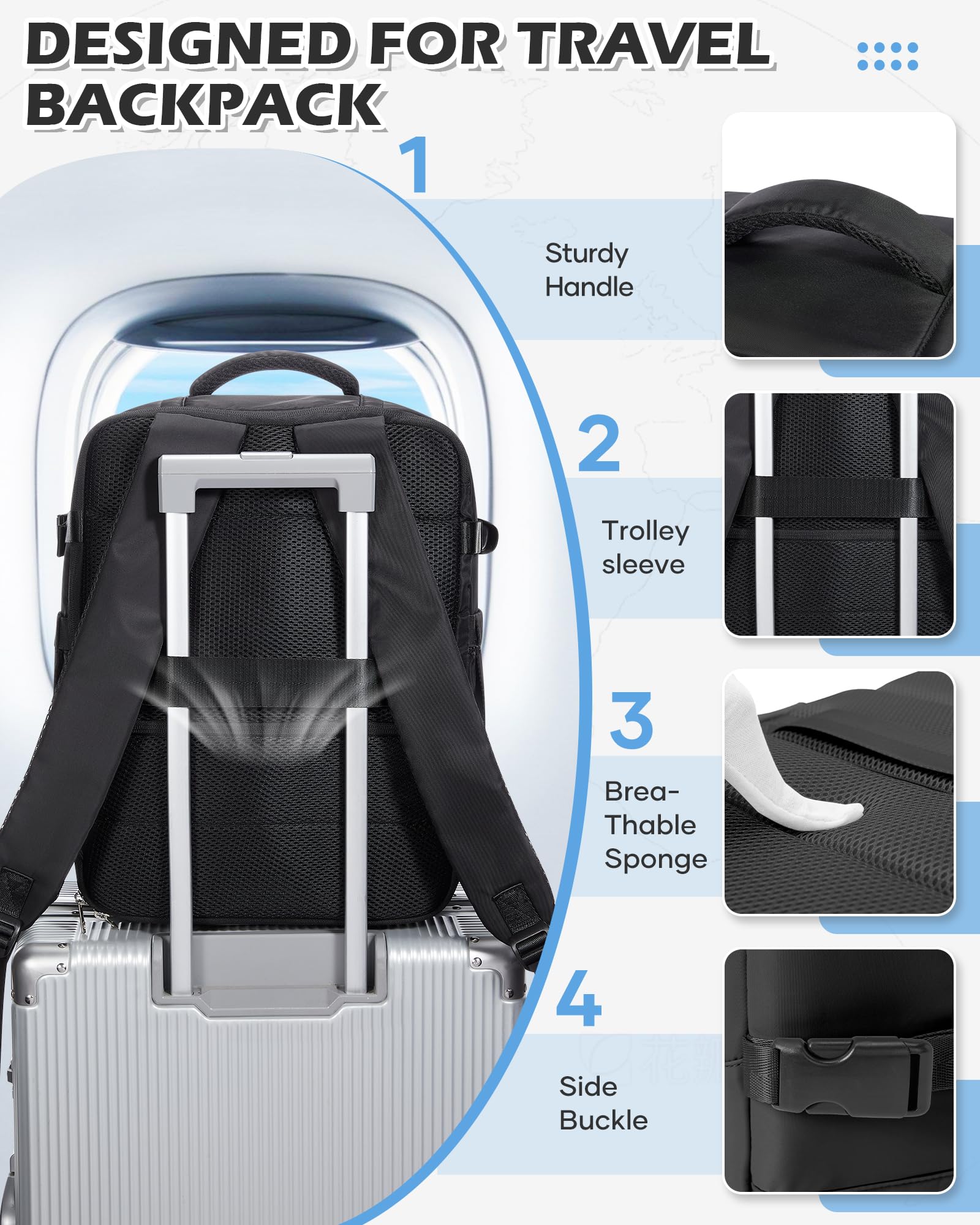 BJLFS Zaino Ryanair 40x30x20 Sottovuoto con pompa Zaino da Viaggio aereo Cabina 40x30x20 Impermeabile Bagaglio a Mano Wizzair Sottovuoto Borse da Cabina per Easyjet 45x36x20 Zaino Airback Donna