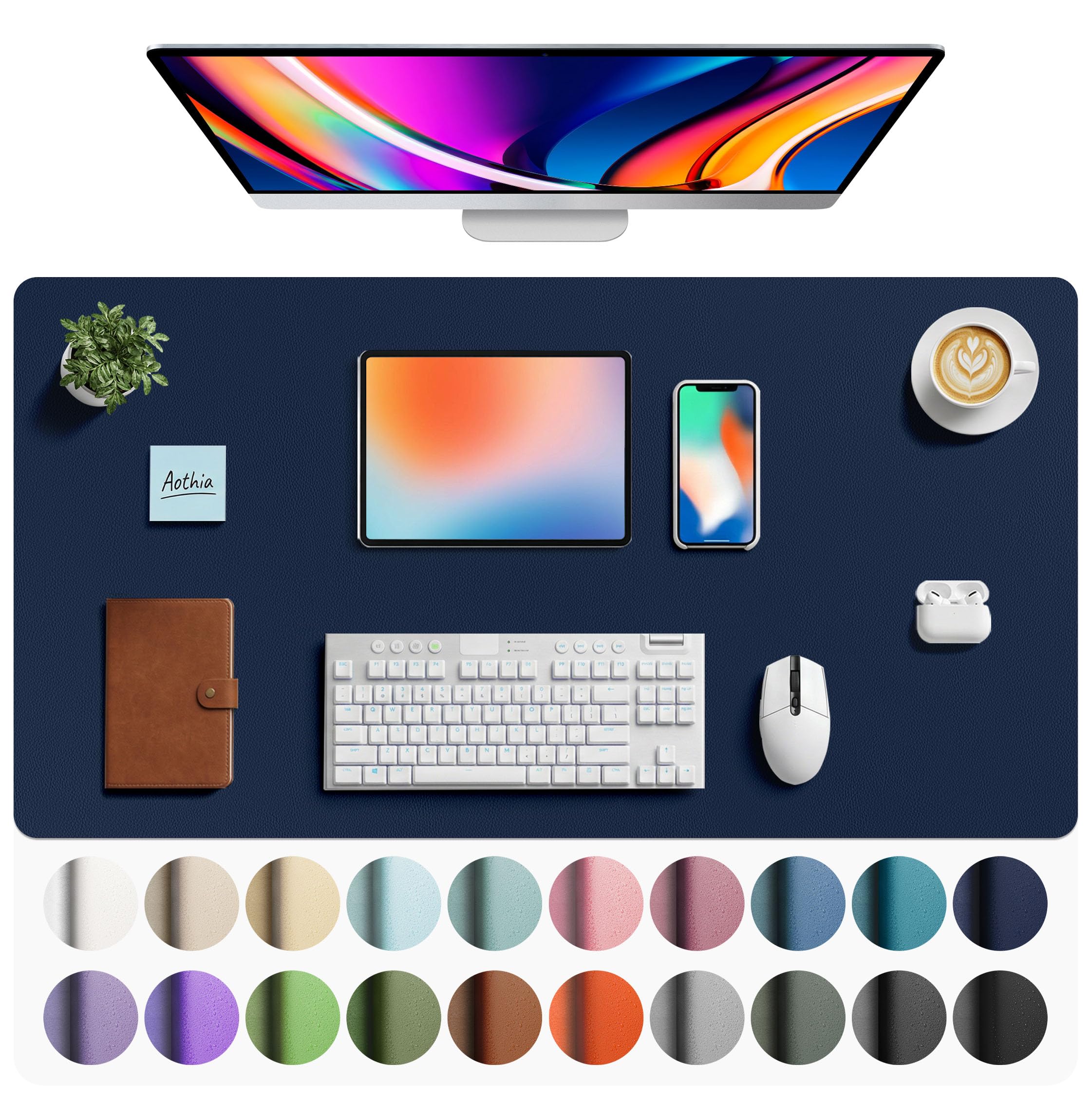 Aothia Faux Leather Desk Mat Large Mouse Pad 40" x 24" | Protects Your Desk with Professional Style - main product image