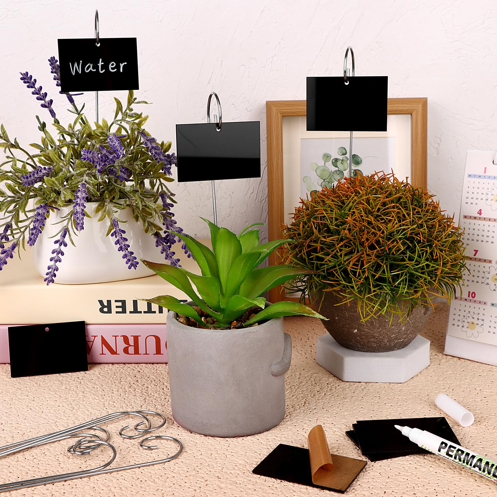 Lot de 30 étiquettes rectangulaires pour plantes - Avec stylo - Marqueurs de plantes pour le jardin en plein air - Étiquettes pour plantes en pot - Graines et fleurs