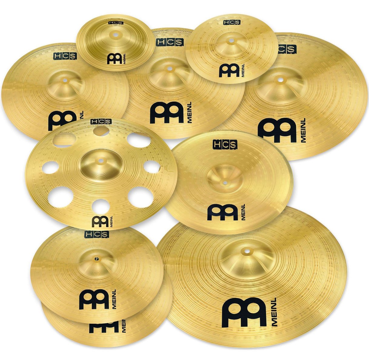 Meinl Cymbals HCS-SCS1 Ultimate Cymbal Set Beckenset 9 teilig + keepdrum Drumsticks 3 Paar