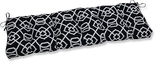Pillow Perfect - 652641 Cojín de banco o columpio, 60 x 18 pulgadas, negroblanco