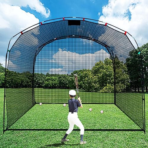 Miniatura 2 de Baseball Batting Cage for Backyard 10X8FT Portable Hitting Net for Youth, L-Shaped Practice Net with Carry Bag for Teens